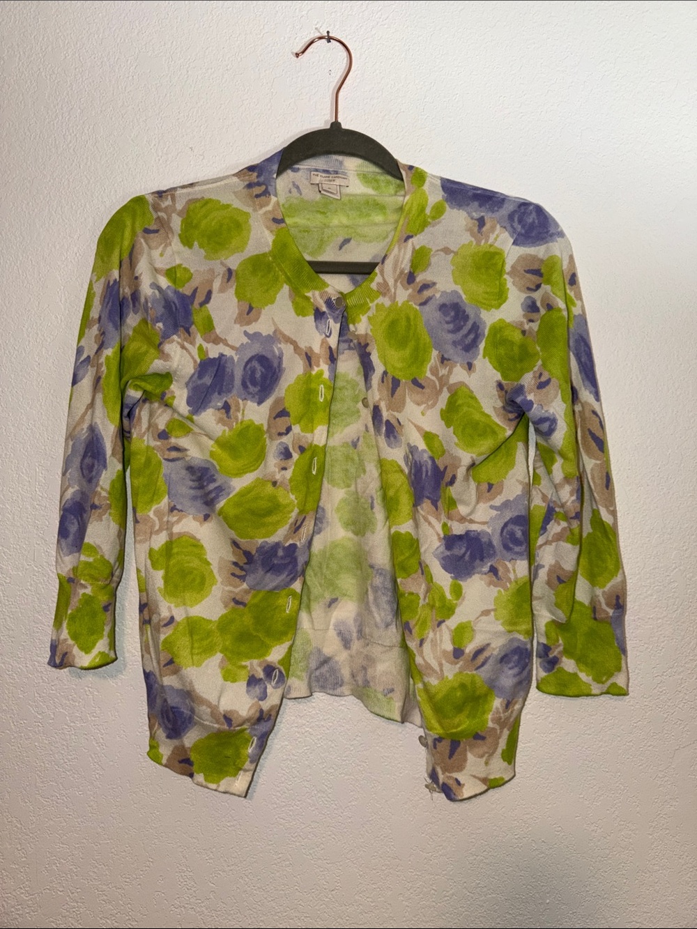 J. Crew Floral Button-Front Cardigan in Green & Purple